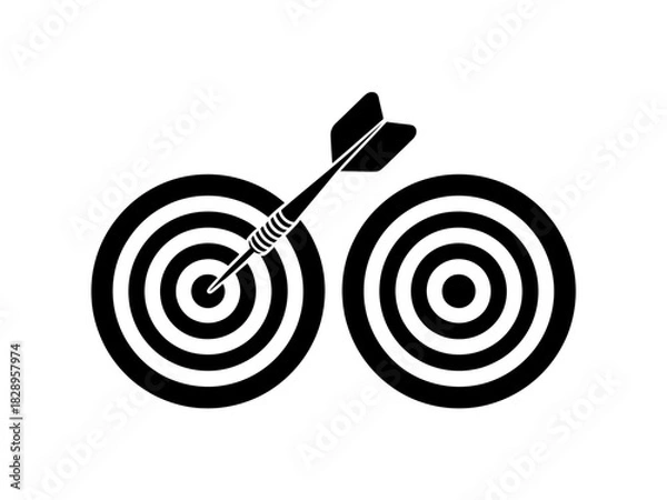 Fototapeta Dart hitting bullseye on a target board, two targets success