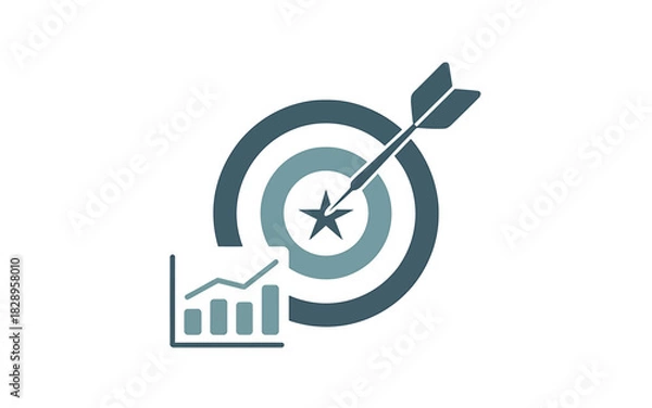 Fototapeta Targeting success and business growth with chart and arrow icon