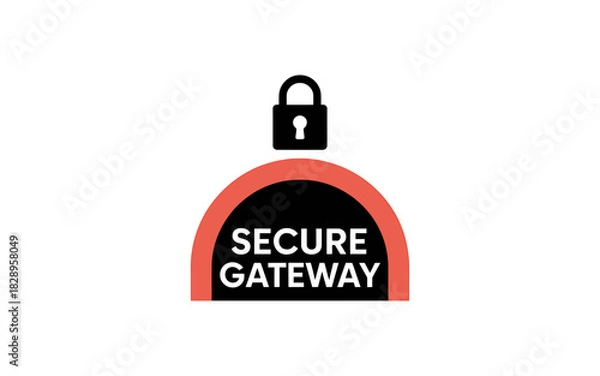 Fototapeta Secure gateway symbol with padlock icon for digital safety