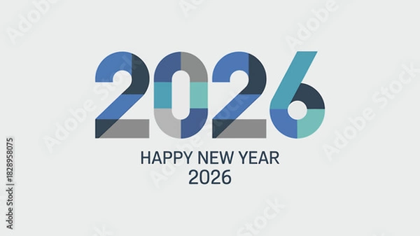 Fototapeta Happy new year 2026 modern geometric segmented number design