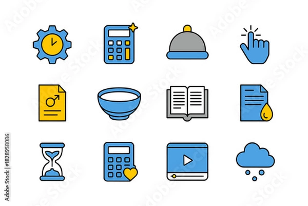 Fototapeta Versatile vector icon set for business technology web and app ui
