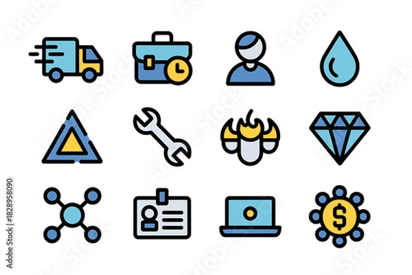 Fototapeta Modern business, technology, and service icons vector set design