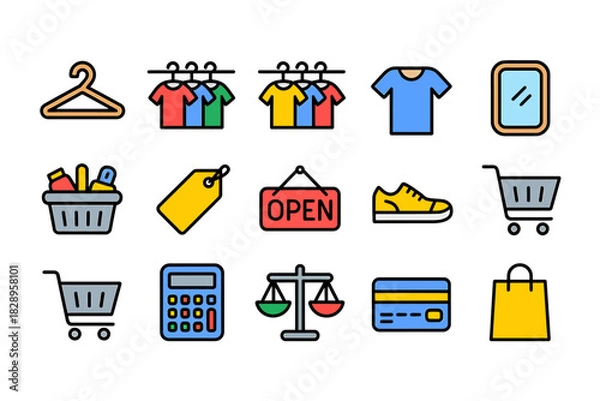 Fototapeta E-commerce and shopping line icon set for retail business needs