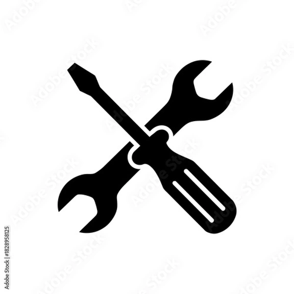 Fototapeta Wrench and screwdriver tools crossed icon symbol for service support