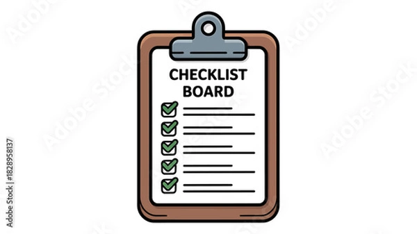 Fototapeta Clipboard checklist board with all items marked as complete icon