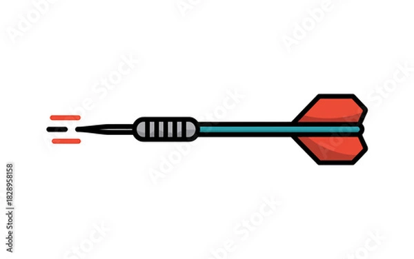 Fototapeta Sporting dart with red flight and black tip, ready for gameplay.