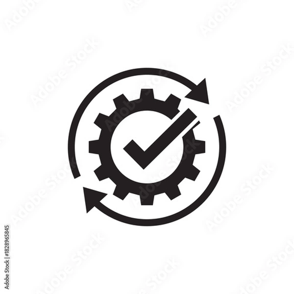 Fototapeta Quality Assurance Gear Icon with Checkmark and Process Automation Symbol
