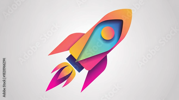 Fototapeta Creative rocket launch design symbolizes innovation, growth, and ambitious goals for startups, tech companies, and future-forward projects