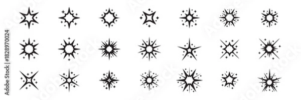 Obraz Bold solid starburst and explosion shapes ideal for impact effects, bursts, and graphic highlights.