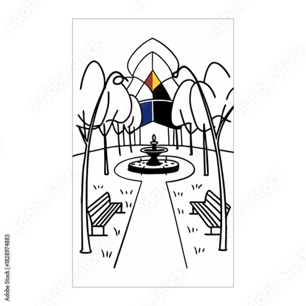 Obraz Abstract geometric design with vibrant color accents and classic typography