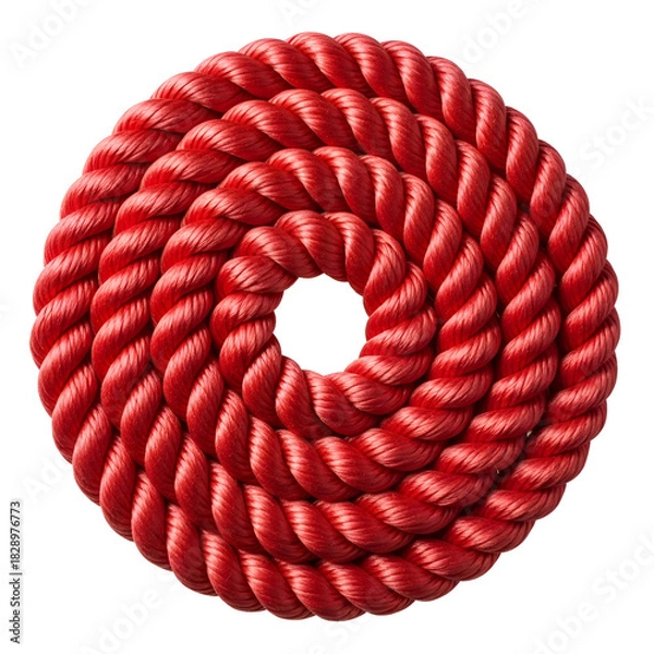 Obraz Red Rope Coiled in a Circular Pattern