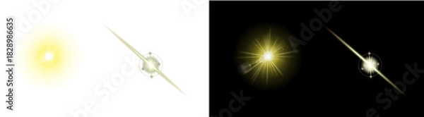 Fototapeta PNG image of Four different light effects create a dynamic and vibrant visual perfect for adding a touch of magic to any design project on transparent background