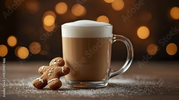 Obraz Ultra-Realistic Gingerbread Latte Holiday Scene