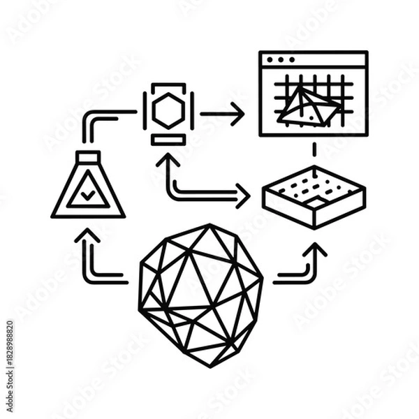 Fototapeta Explore the dynamic data processing and 3D modeling workflow for digital visualization and analysis, perfect for modern technology concepts.