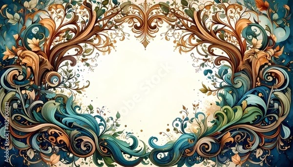 Fototapeta 背景素材 幻想的な植物のフレーム Background Fantastic Plant Frame （Generative AI）