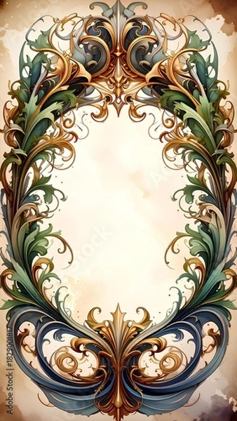 Fototapeta 背景素材 幻想的な植物のフレーム Background Fantastic Plant Frame （Generative AI）