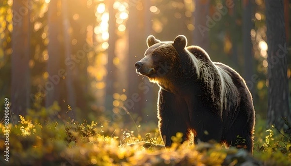 Fototapeta 森に住む野生の熊 Wild Bear Live in the forest（Generative AI）