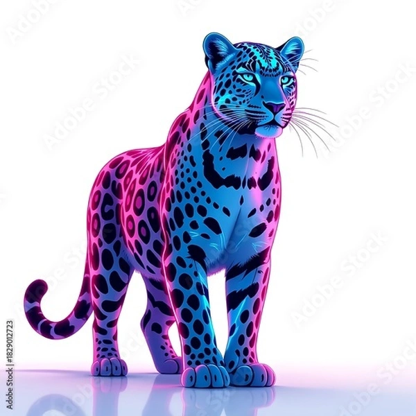 Fototapeta leopard on white background