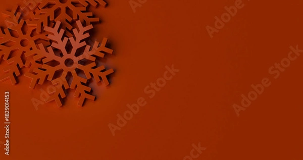 Obraz Modern Red Snowflake Pattern in 3D Render – Festive Winter Background
