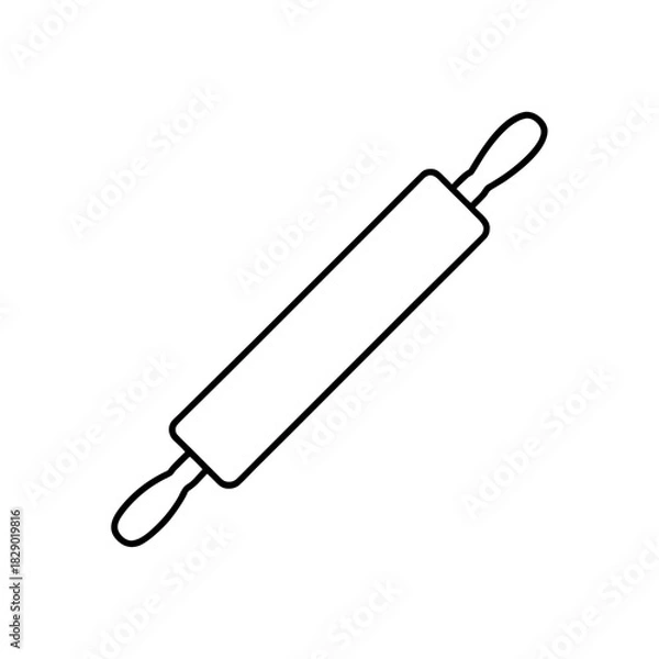 Obraz Outline drawing of a rolling pin on a white background on transparent background silhouette