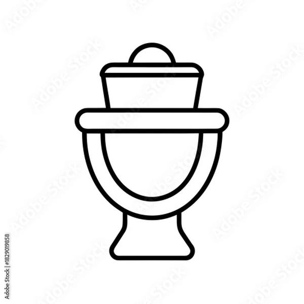 Obraz Outline drawing of a toilet with a closed lid seat on transparent background silhouette