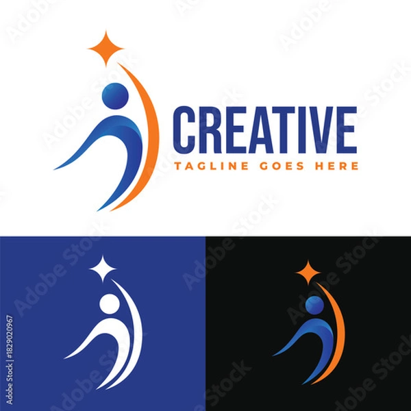 Fototapeta Creative Abstract Human Logo with Star Element