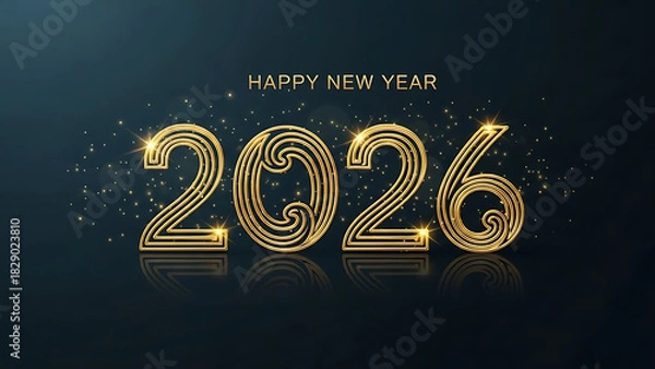 Obraz Happy new year 2026 golden elegant text celebration background
