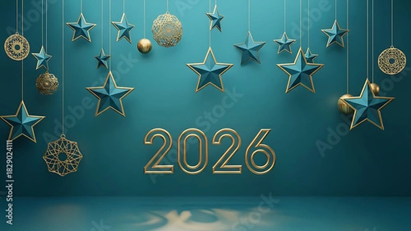 Fototapeta Elegant 2026 new year celebration background with star ornament