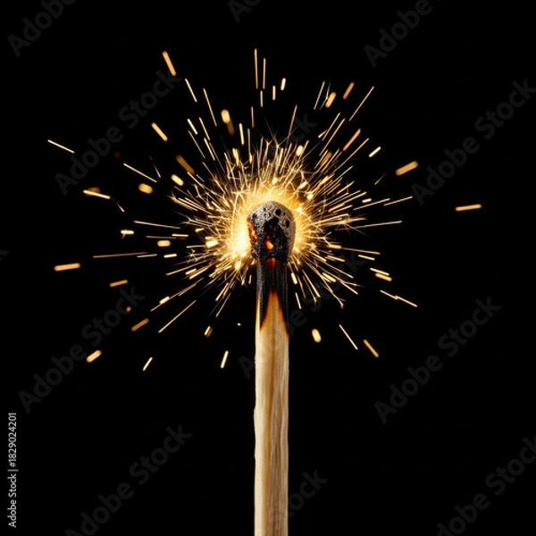 Obraz Match Head Igniting with Sparkler Effect