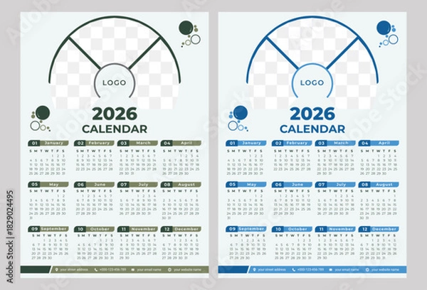 Obraz 2026 Calendar Template Modern Vector Layout