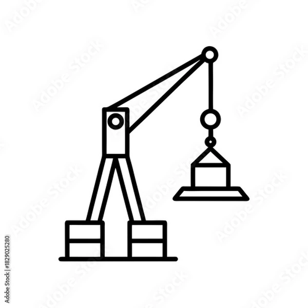 Obraz Illustration of a crane lifting a rectangular object on transparent background