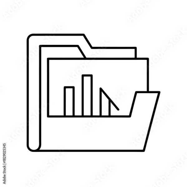 Obraz Outline folder containing a bar graph illustration on transparent background