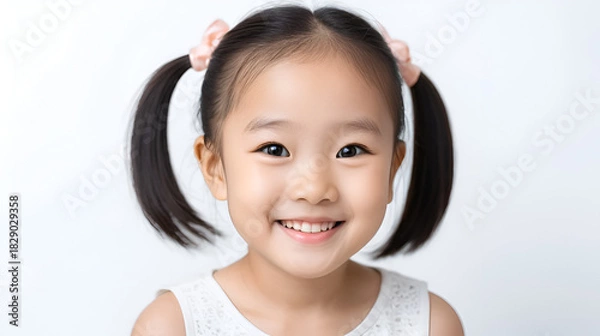 Obraz Asian smiling little girl portrait isolated on white
