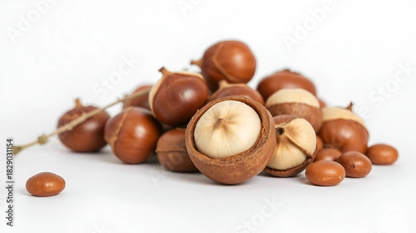Obraz Candlenuts against a white background, herbs photography.