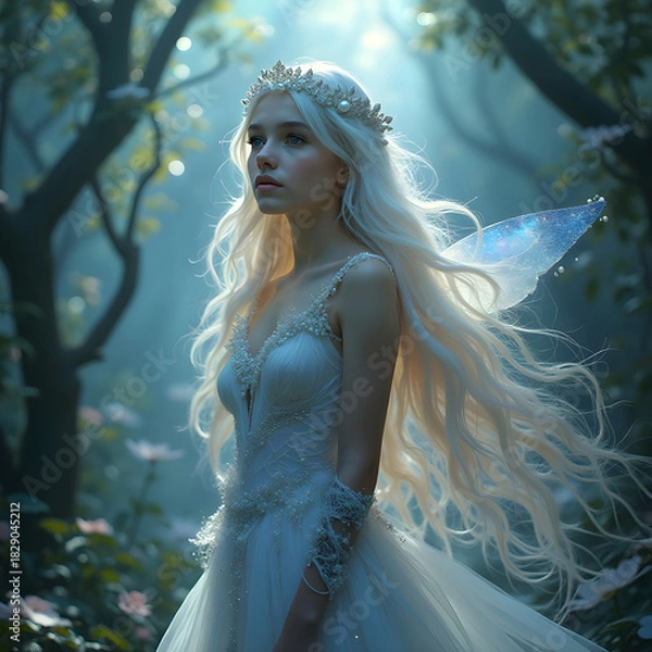 Obraz silver blue forest fairy