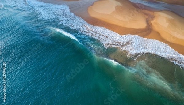 Fototapeta Coastal Aerial View Sand Patterns Ocean Waves Abstract Texture Background Use Website Design