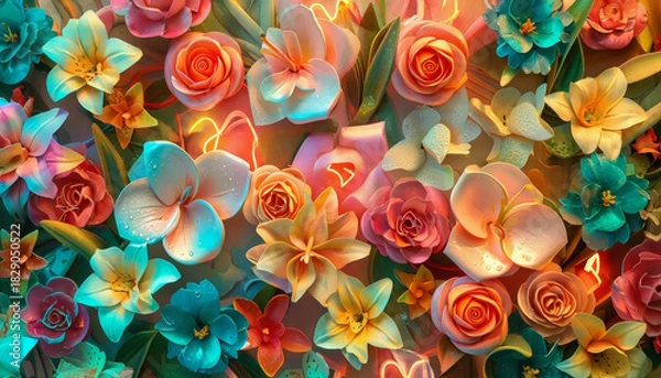 Obraz Various beautiful flowers on the background