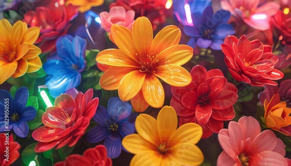 Obraz Various beautiful flowers on the background