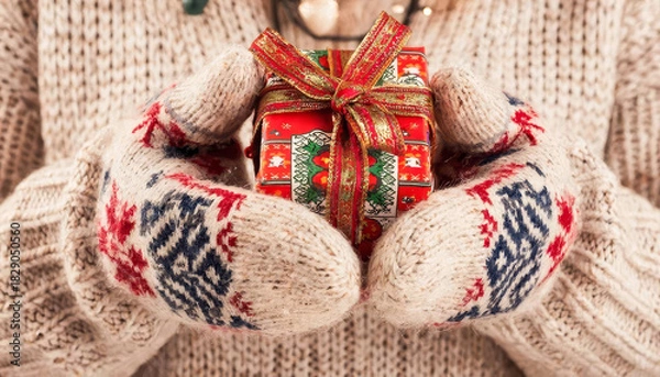 Obraz New Year's gift in hands