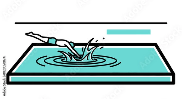 Fototapeta Minimalist Illustration of a Person Diving into a Swimming Pool with Style and Grace