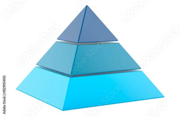 Fototapeta Three level pyramid infographic blocks blue shades. 3D rendering