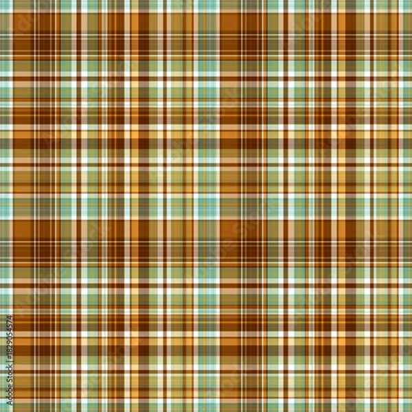 Fototapeta Fall Daisy Plaid Seamless Repeat