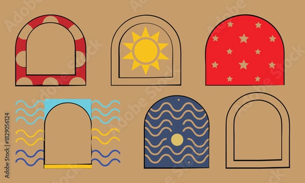 Fototapeta Vintage vector illustration set of old paper background elements for menu design