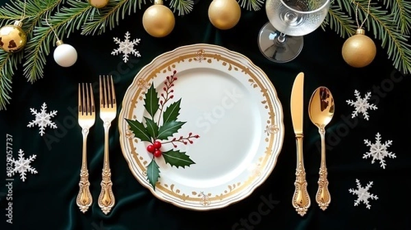 Fototapeta christmas table setting