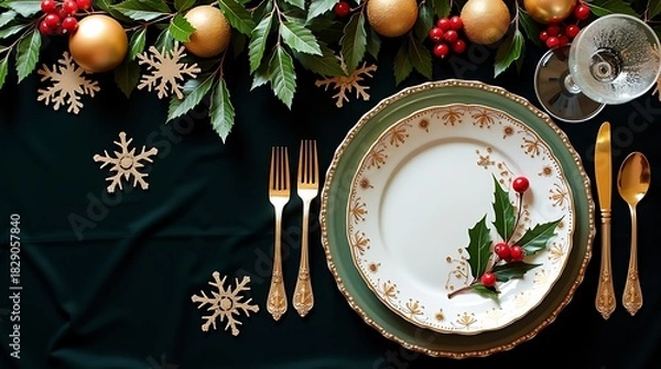 Fototapeta christmas table setting