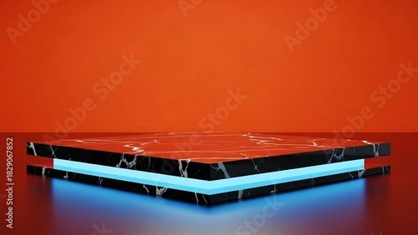 Fototapeta Striking marble presentation stage with luminescent centerpiece design