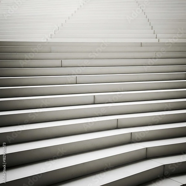 Fototapeta Symmetrical composition of architectural stairs with minimalist aesthetic