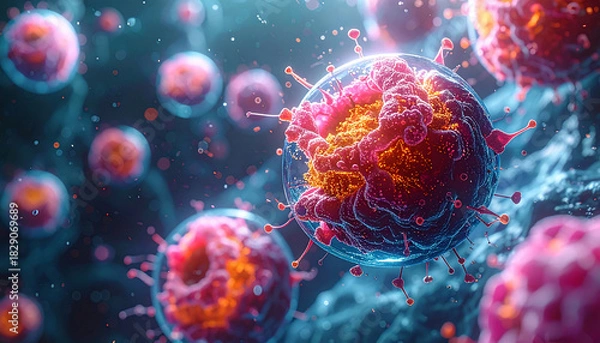 Fototapeta Virus Cells: Microscopic View