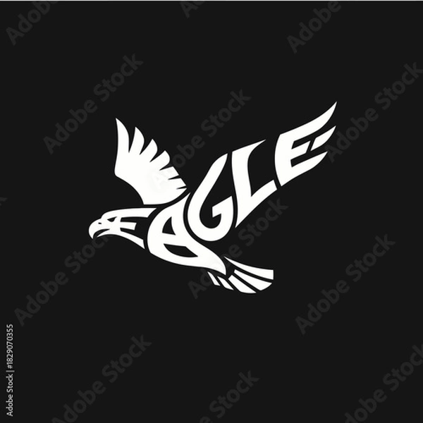 Fototapeta A striking logo design featuring the word 'EAGLE' integrated into a soaring bird silhouette.