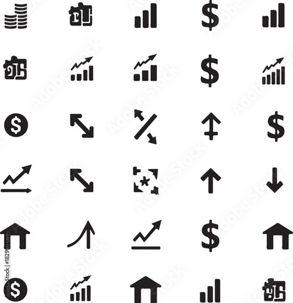Obraz Finance thin line icon collection for banking, investment, tax and payment concept.
